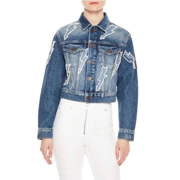 Sandro Pearl embellished Denim Jacket - Picture 4 of 9